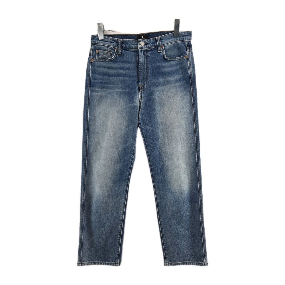 7 For All Mankind Jeans Womens 29 High Waist Cropped Straight Medium Wash Casual